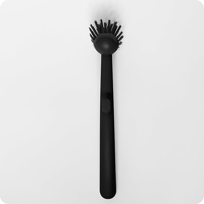 Earth & Mango Magnetic Dish Brush – Dish Scrubber with Built-in Scraper – Snaps to Sink, Dries Fast, Declutters Your Counter (Onyx Black)