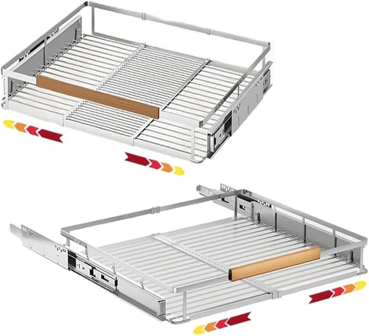 taiheis 2 Pack Expandable Pull Out Cabinet Organizer，Side Mounting 23.2~39.99"x22.5"Cabinet Pull Out Shelves, Expandable Slide Out Spice Rack for Kitchen Bathroom Office