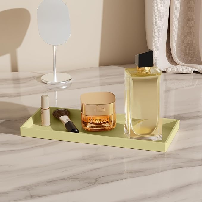 Mriluvy Vanity and Bathroom Tray, 11.8" ABS Countertop Organizer,Waterproof Vanity Tray for Toilet Tank,Perfume,Soap,Keys,Bathroom Accessories,Kitchen and Bath Trays,Non Slip Small Trays,Gold