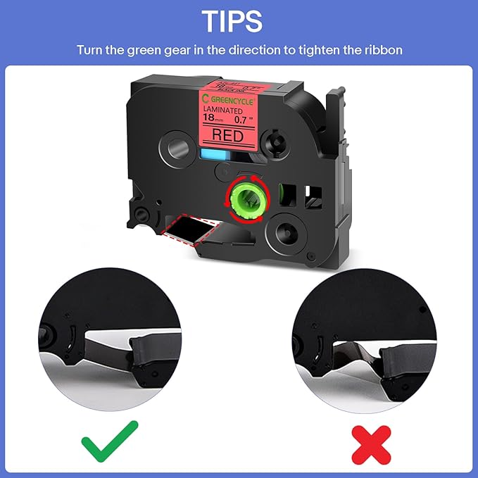 GREENCYCLE 10 Pack Compatible for TZe-441 TZe441 TZ441 TZ-441 Laminated AZE Label Tape 18mm 0.7 Inch 3/4" Black on Red for Ptouch PT-D400 PT-D400AD PT-D450 PT-D600 PT-P700 PT-P710BT