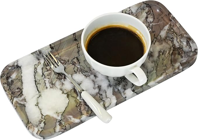 SWRONP Marble Tray for Kitchen Counter,Stone Tray for Bathroom Countertop,Coffee Table,Vanity Decor Trays,Small Dresser Storage for Perfumes,Candles,Jewelry(Violet)