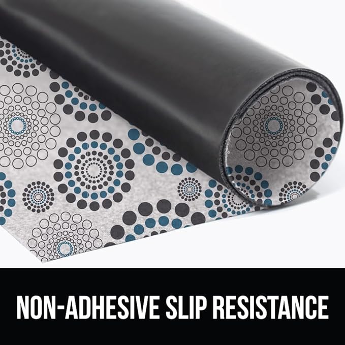 GORILLA GRIP LeakGuard Non-Adhesive Under Sink Mat for Kitchen Cabinet, 24x60, Waterproof Quick Dry Shelf Liner, Durable Absorbent Felt Mats for Bathroom Sink, Cabinets, Dresser, Spiral Gray Turquoise