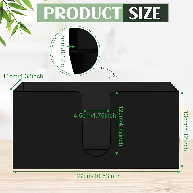 Mumufy 2 Pcs Acrylic Fold Paper Towel Dispenser Countertop Napkins Dispenser Napkin Holder Multifold Disposable Acrylic Paper Towel Holder for Z or C Fold (Black)