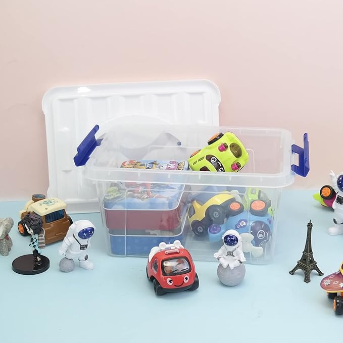 7 Quart Plastic Storage Boxes, 6 Pack Clear Storage Bins with Lids