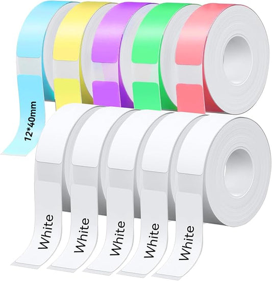 EEBBL D30 P15 HP4 Label Maker Tape Refill 12mm×40mm(0.47"x1.57") Sticker, Laminated Thermal Label Tape Replacement, 1650 Labels/10Rolls, High Definition Labeling Tape for Home Office School Hotel