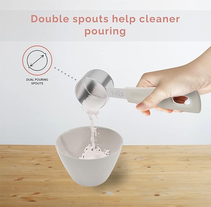 CuttleLab Measuring Cups and Measuring Spoons Set of 14 - Stainless Steel Measuring Cups and Spoons Set, Includes 1/8 Teaspoon Measuring Spoon, 1/8 Cup Measuring Cup, Leveler Dry (14, Country Chic)