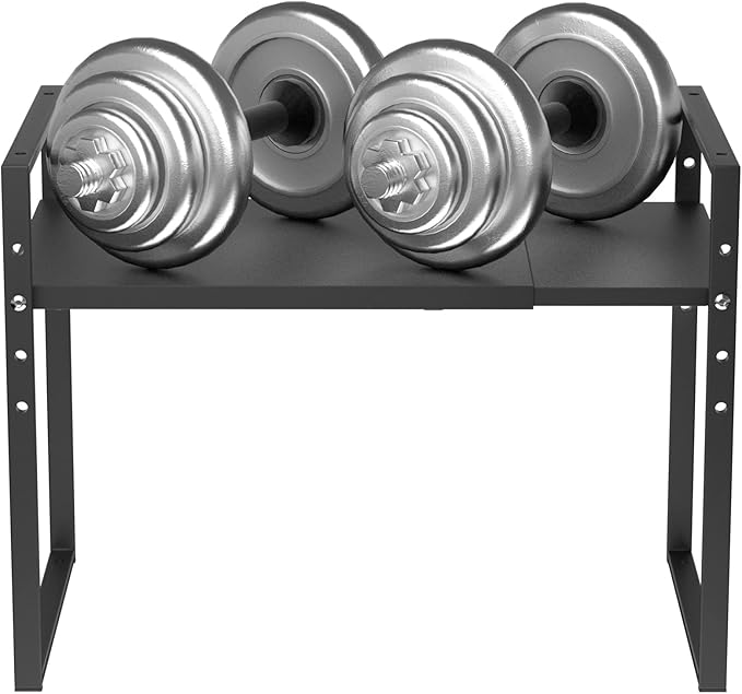 Redrubbit Extendable Microwave Oven Rack, Heavy Duty Steel Metal Shelf Adjustable Height Home Office Pantry Shelf Space for Kitchen Counter Organization, Black