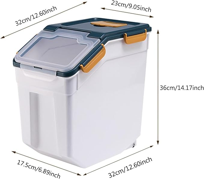 PENCK Large Flour Storage Container 20lbs (2 Pack) - 25lb Rice & Food Dispenser with Locking Lid, Measuring Cup & Scoop - Kitchen Pantry Organizer for Cereal, Grain(Blue)