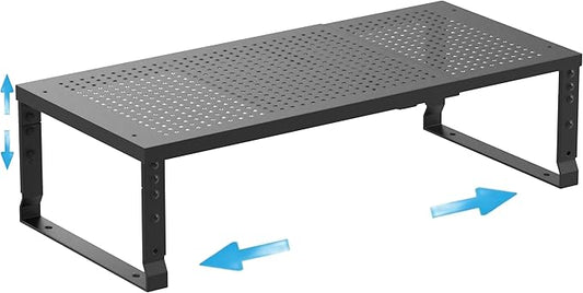 Wobmmi Expandable Spice Rack Kitchen Cabinet Shelf Organizer, Stackable Storage Shelves Racks, Adjustable Counter Shelving for Cabinets, Countertop, Cupboard,Pantry and More(1Pack/Black/Large)