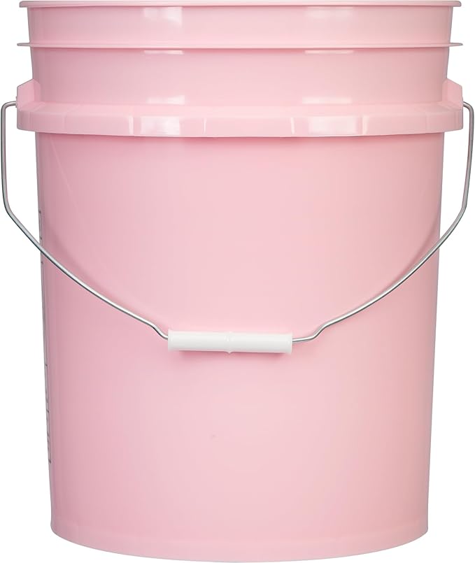 House Naturals 5 Gallon Food Grade, BPA Free, Made in USA, Plastic Bucket, 3 Colors, (Pack of 3) (5G-Pink-Magenta-Purple HN Clear lids)