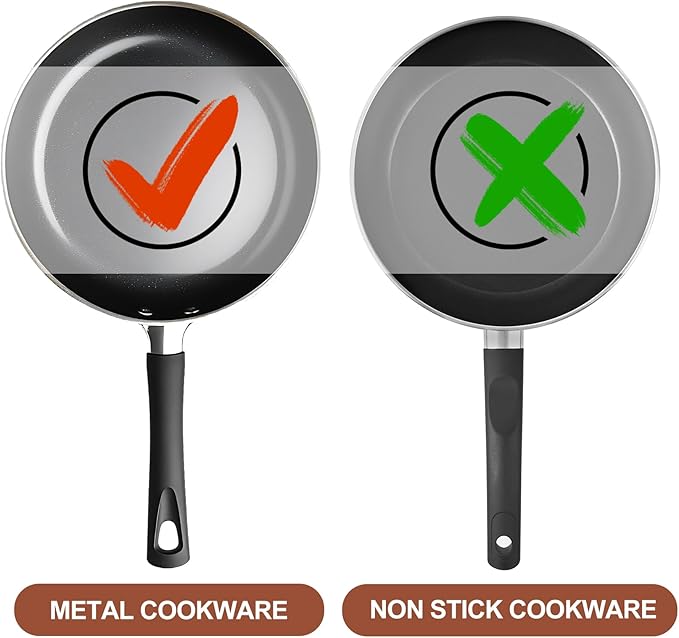 18 10 Stainless Steel Cooking Utensils Set, 10PCS Metal Kitchen Utensils Set for Wok,Kitchen Tools Set Come with Spoon, Fork, Spatula, Ladle, Skimmer, Turner, Pasta Server