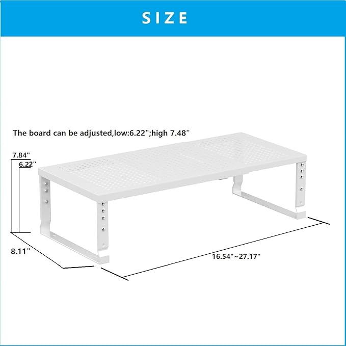 Wobmmi Expandable,Adjustable & Stackable Spice Rack, Cabinet Kitchen Countertop Shelf Organizer,Metal Pantry Storage Shelves - Space-Saving Storage Solution(1Pack/White/Medium)