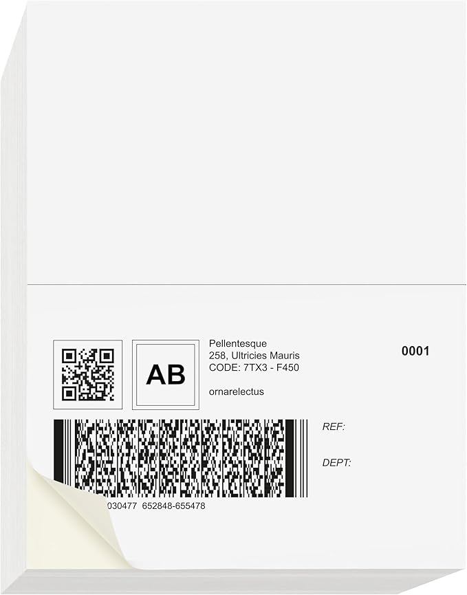 NextDayLabels 8.5x5.5 Half Sheet Stickers White Blank Labels for Laser Inkjet Printer - 2 Per Page Self-Adhesive Shipping Packaging Product Made in USA - 200 Labels