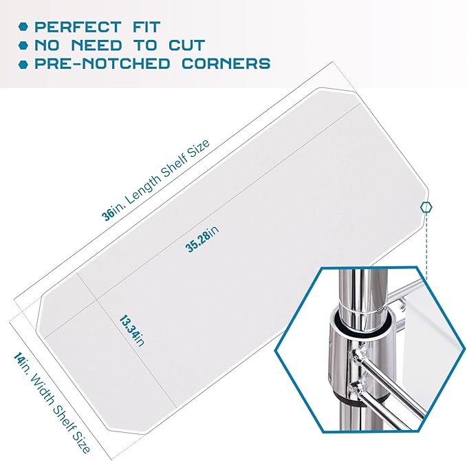 BRIAN & DANY Wire Shelf Liner 14" X 36", Set of 10, Heavy Duty Shelf Liners for Wire Shelving, Waterproof Protector Mats, Transparent