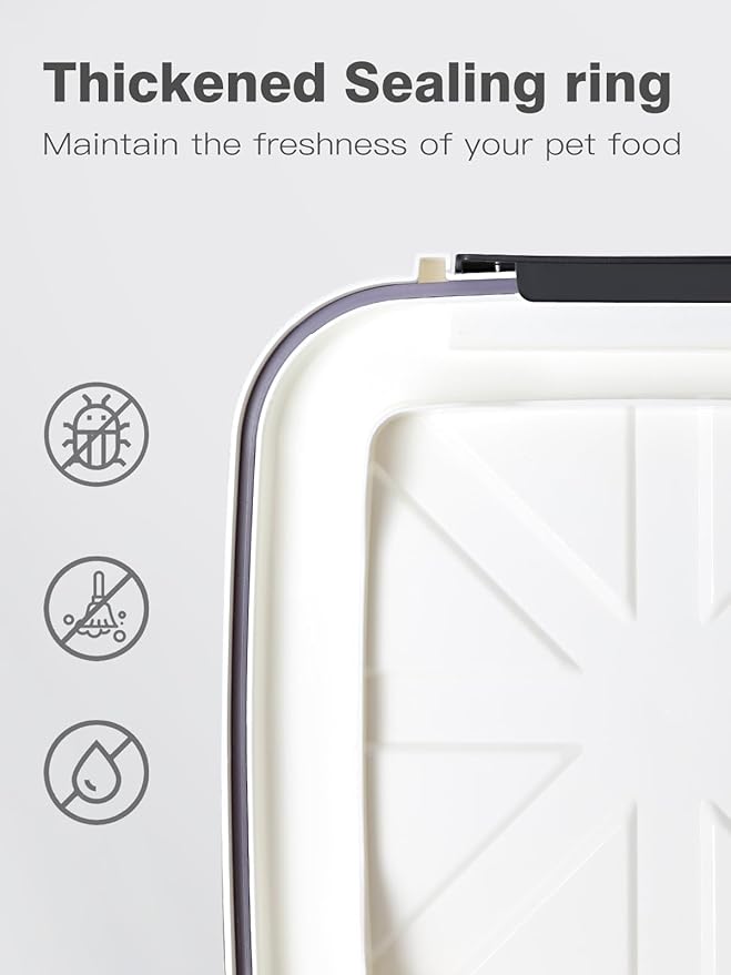 LivLab Mker Airtight Dog Food Storage Container 20 lbs, Pet Food Storage Bin with Lid 4 lbs & 6 lbs & 10 lbs, 3 Pack, Cat Treat Container, Stackable, 3 Measuring Cup, Save Space,White