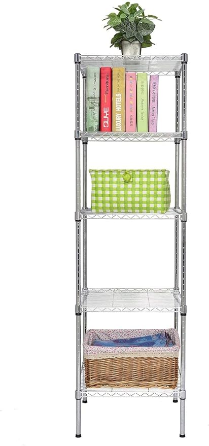 Finnhomy Heavy Duty 5 Tier Wire Shelving Unit, 18x18x59-inches 5 Shelves Storage Rack, Metal Shelving with Thicken Steel Tube, NSF Certified, Chrome