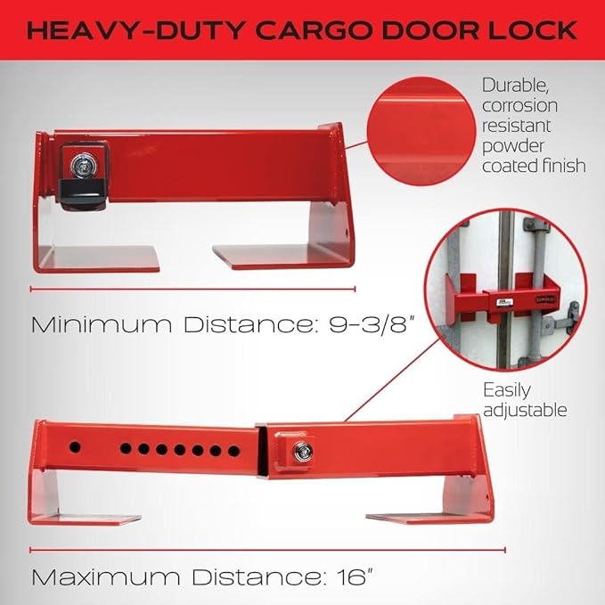 Equipment Lock Heavy Duty Cargo Door Lock - Powder Coated Steel Shipping Container & Semi Trailer Door Security - Semi Truck Accessories (Keyed Differently)