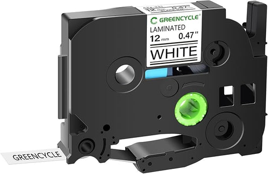 GREENCYCLE 12mm 0.47 Laminated White Tape Compatible for Brother P-touch Label Maker Tape TZe-231 Black on White TZ-231 TZe231 1/2 inch TZe TZ Tape for Ptouch PT-D210 D220 H110 H100 D400 D600, 40 Pack