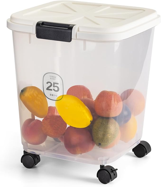 50LBS Flour Container - Rice Dispenser 50LBS/25KG/20Qt Food Cereal Container Bins with Measuring Cup for Household Pantry Organization (50 LBS)