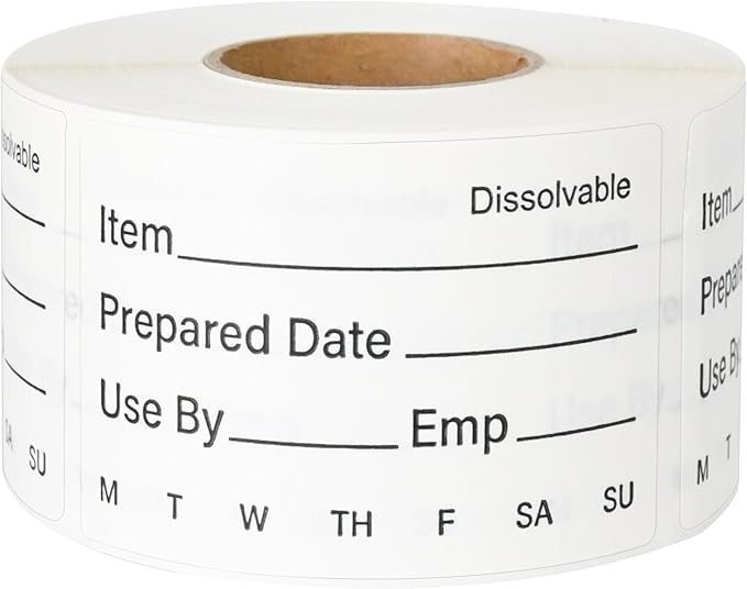 L LIKED 500 Pcs Dissolvable Food Labels Large Size 2" x 3" Food Storage Stickers Use by Shelf Life Labels for Food Storage