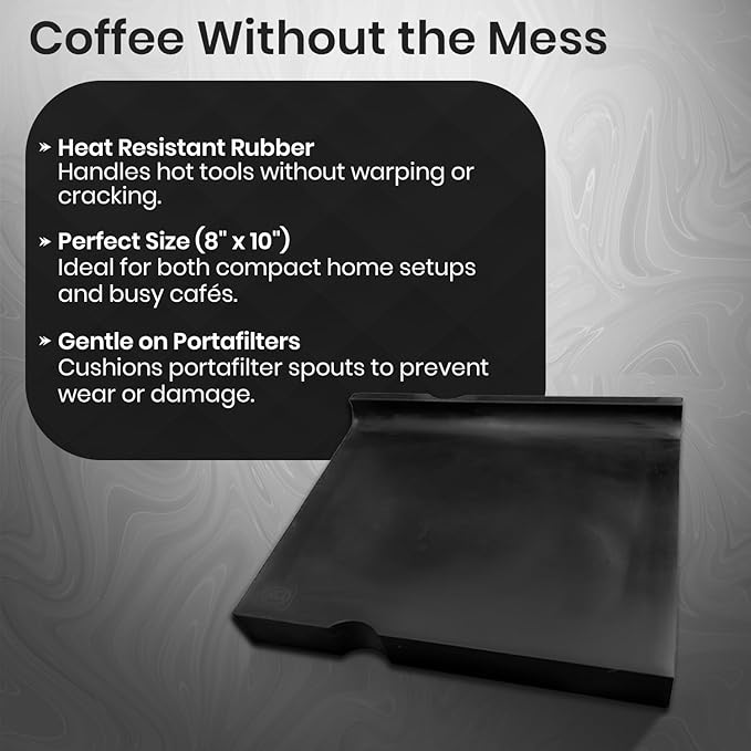 Rattleware Premium Espresso Tamping Mat – Non-Slip Coffee Tamper Pad, Heatproof Rubber Countertop Protector, Durable Barista Tool for Espresso Machine, Coffee Bar and Kitchen Station (8" x 10")