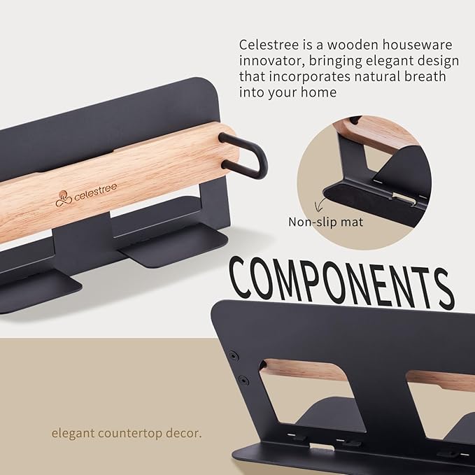 Celestree Unique Guest Towel Holder for Bathroom & Table - Modern Metal Napkin Dispenser with Rubber Weighted Arm, Rectangular Disposable Hand Towels Tray for Kitchen Steak Dinner, Vanity, Picnic