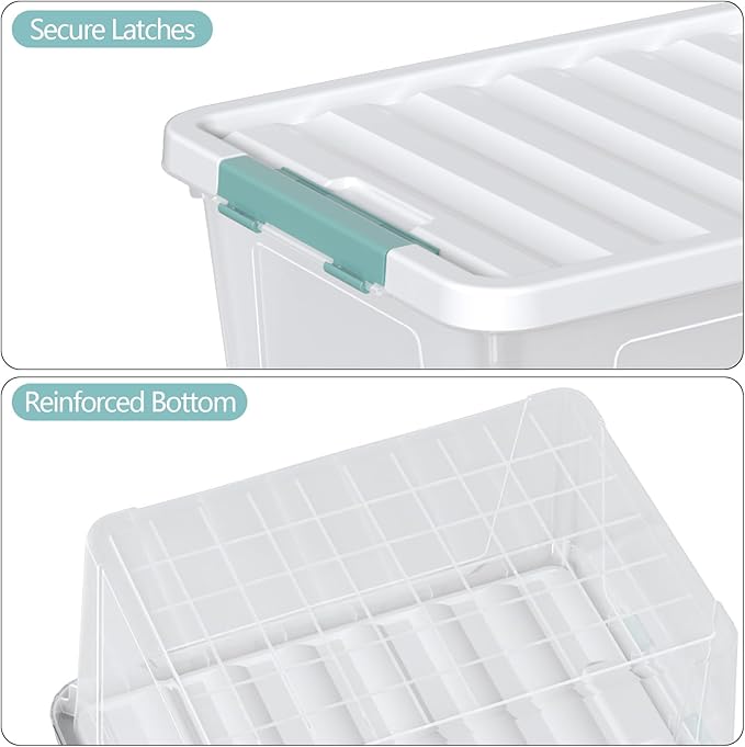 Sandmovie 36 Quart Large Clear Storage Bins, Plastic Storage Box, 6 Packs