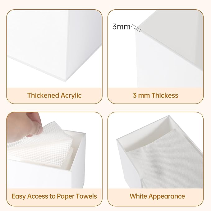 Paper Towel Dispenser Countertop, Acrylic Paper Towel Holder, White Napkin Holders for Kitchen, Countertop Multifold C-Fold, Z-Fold, MultiFold Trifold Paper Towel Dispenser for Bathroom Toilet