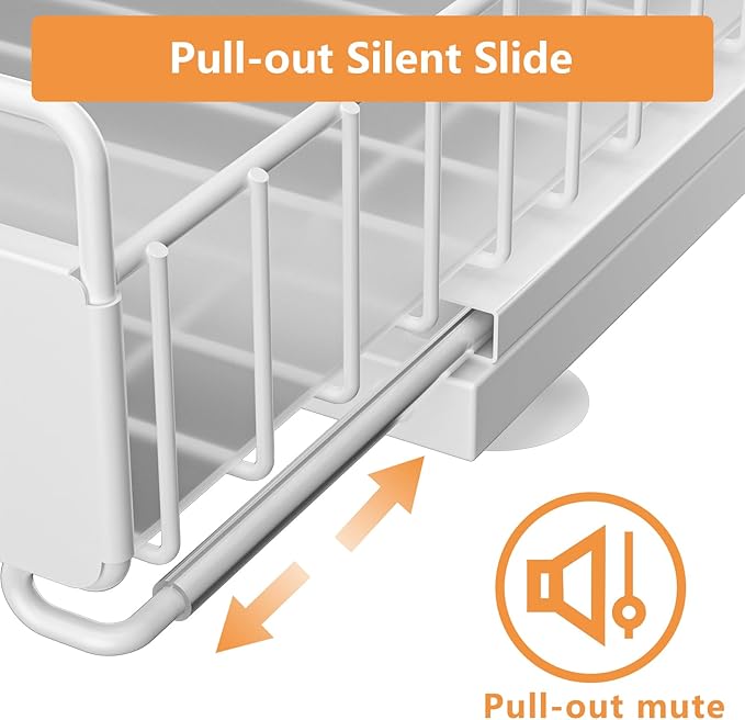 HOMEAILIE Under Sink Organizer, High Adjustable 2 Tier Under Kitchen Sink Organizer, Multi-Purpose Storage Shelf for Kitchen Bathroom Cabinet, White