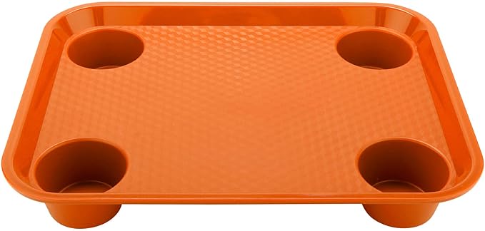 G.E.T. FT-20-OR BPA-Free Stackable Cafeteria / Fast Food Tray, 17" x 14", Orange (Set of 12)