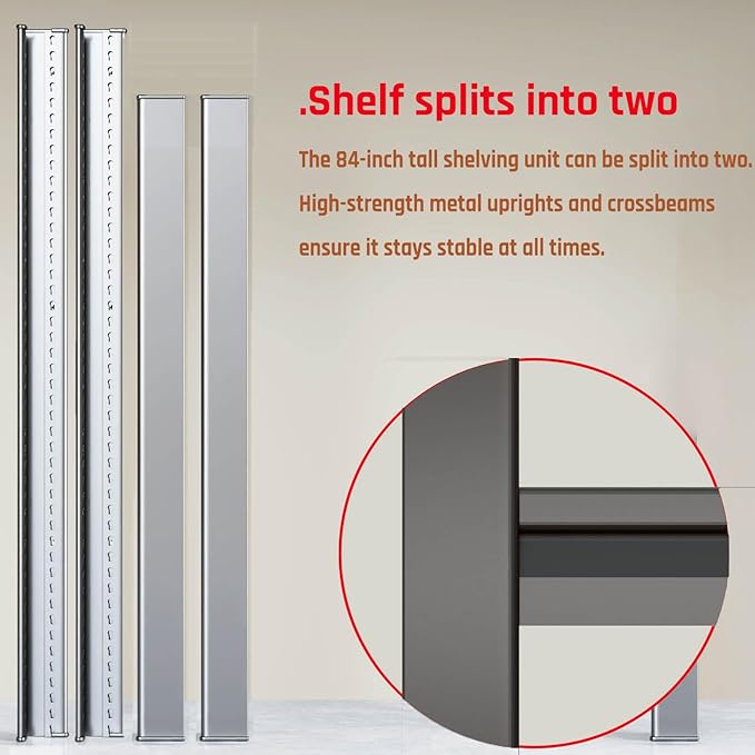 68" Wide Heavy Duty Garage Shelving Units, 5-Tier Deep Storage Shelves, Metal Garage Shelves,Steel Shelf,Large Storage Rack,Industrial Shelving for Shop, 68" W x 24" D x 84" H