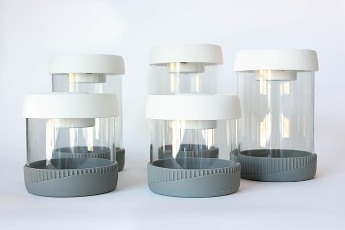 Kitchen Canisters for Countertop, Set of 5 - Glass Canisters with Airtight Lids, Vacuum Sealed Glass Storage Jars with Lids, Airtight Containers for Coffee Beans, Sugar, Candy, Flour, Etc