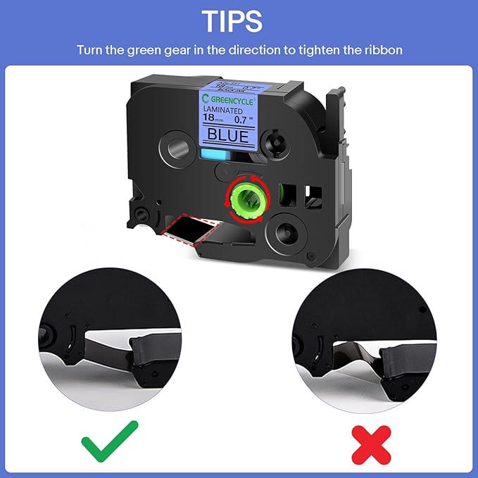 GREENCYCLE 10 Pack Compatible for TZe-541 TZe541 TZ541 TZ-541 Laminated AZE Label Tape 18mm 0.7 Inch 3/4" Black on Blue for Ptouch PTD400, PTD400AD, PTD450, PTD600, PTP700, PTP710BT