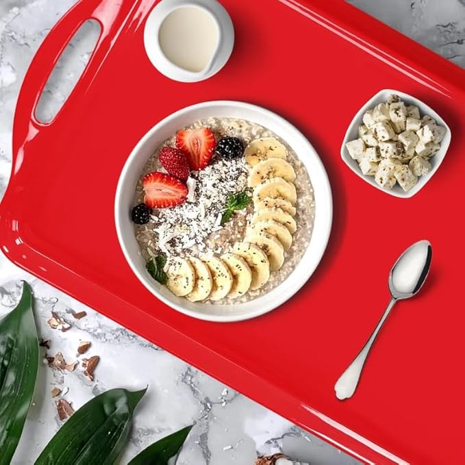 Extra Large Serving Tray with Handles, 19''x11.6'' Valentine，Melamine Platters Set of 2, Rectangular Trays for Serving Food, Turkey, Cookie, Cupcakes, Desserts, Dishwasher Safe, BPA-Free