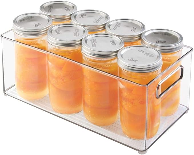mDesign Deep Plastic Kitchen Storage Organizer Container Bin for Pantry, Cabinet, Cupboard, Shelves, Fridge, or Freezer - Holds Dry Goods, Sauces, Condiments, Drinks, Ligne Collection, 8 Pack, Clear