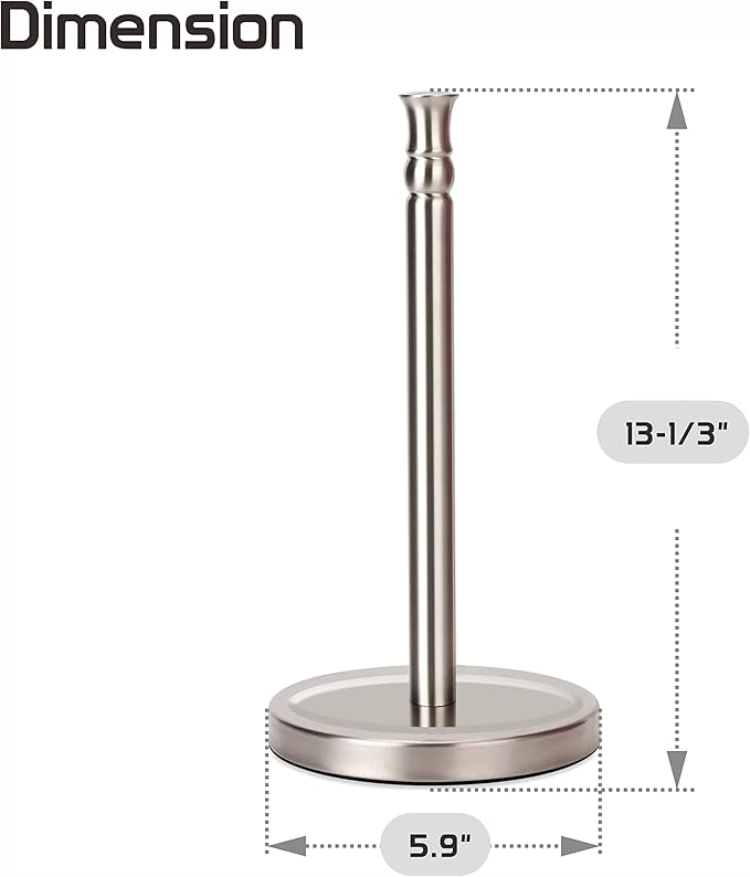 Siwil Paper Towel Holder Countertop, One-Handed Ripping Paper Towel Roll Holder Freestanding, Heavy Base Rust-Proof, One Hand Pull and Tear, NOT Tip Over