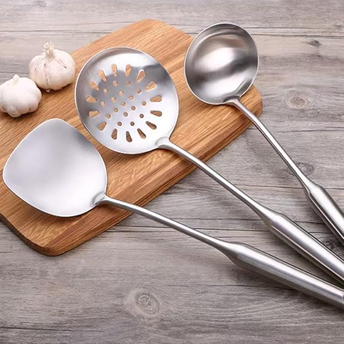 304 18/10 Stainless Steel Kitchen Utensils Set 3 Pack Cooking Utensil, Spatula, Soup spoon, Leaking shovel, Kitchen Tools Set (3)