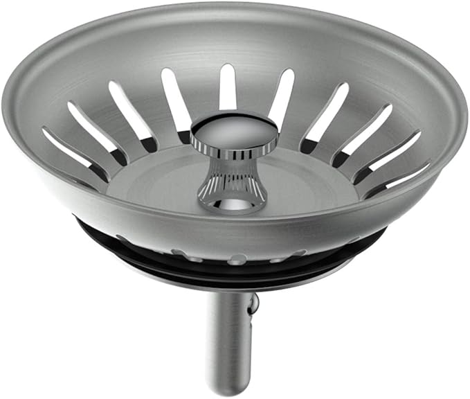 KANARY Kitchen Sink Basket Strainer Replacement for Standard Drains (3-1/2 Inch) Stainless Steel Body with Rubber Stopper (Pack of 2, Stianless Steel)
