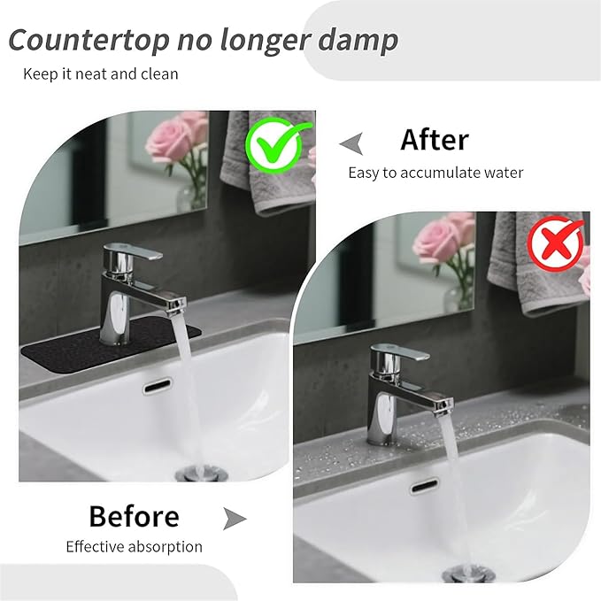 Kitchen Sink Splash Guard，Black leopard print Faucet Mat Sink Gadgets-Super Absorbent Fast Drying Mat Drip Catcher for Kitchen, Bathroom,Sink Mat, Dish Drying Mat, Bathroom(15" X 5.5" )