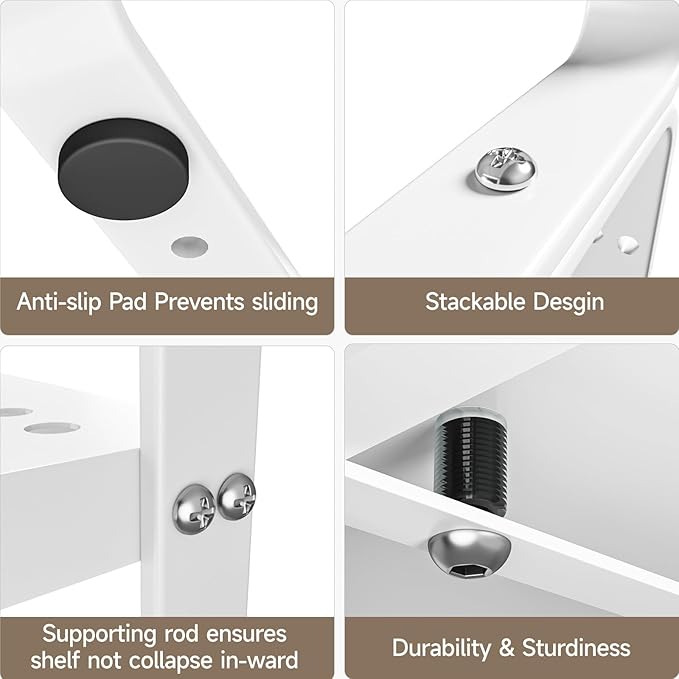 DPZM 16.5-27’’L Expandable Stackable Cabinet Shelves, Adjustable Spice Rack Cabinet Shelf Organizer for Kitchen, Countertop, Pantry and Cupboard, White