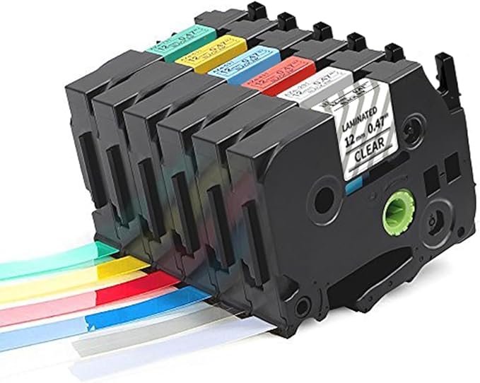 Colorty TZe-231 12mm 0.47 Label Tape Replacement for Brother P Touch Label Maker Tape TZe Laminated TZe-131 TZe-231 TZe-431 TZe-531 TZe-631 TZe-731 for PT-D210 PT-D200 PT-H100 H110 D400 P300BT, 6 Pack