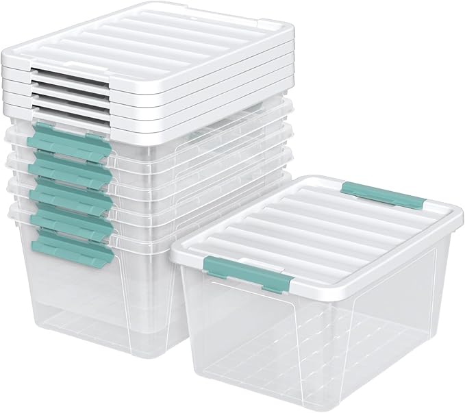 Sandmovie 36 Quart Large Clear Storage Bins, Plastic Storage Box, 6 Packs
