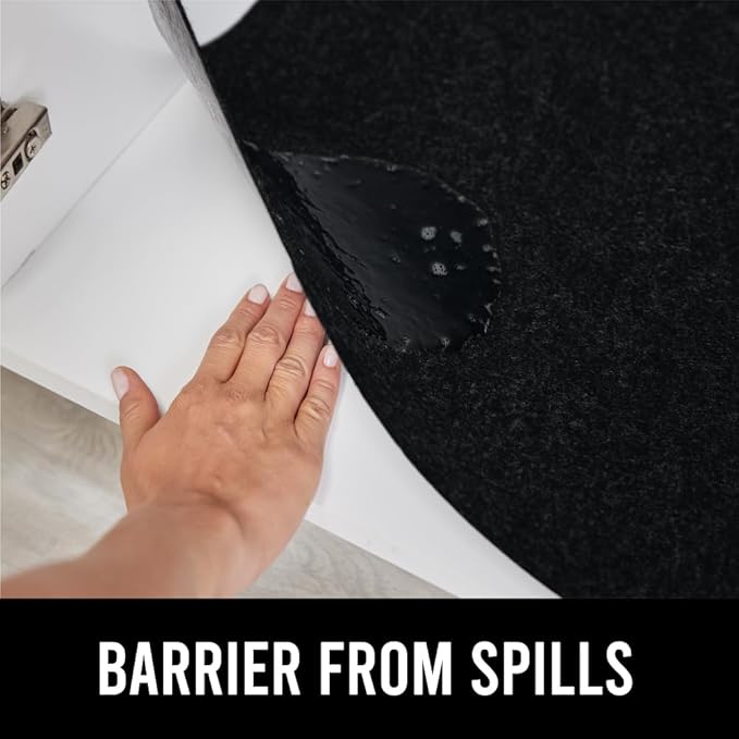 GORILLA GRIP LeakGuard Non-Adhesive Under Sink Mat for Kitchen Cabinet, 24x40, Waterproof Quick Dry Shelf Liner, Durable Absorbent Felt Mats for Bathroom Sinks, Cabinets, Dresser, Easy to Trim, Black