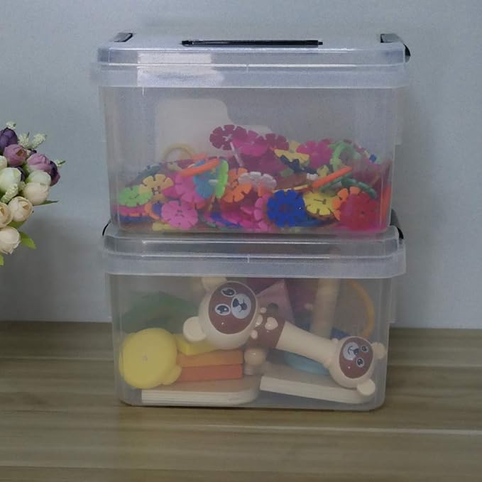 4.5 L Plastic Storage Box, Clear Latch Box, 4-Pack