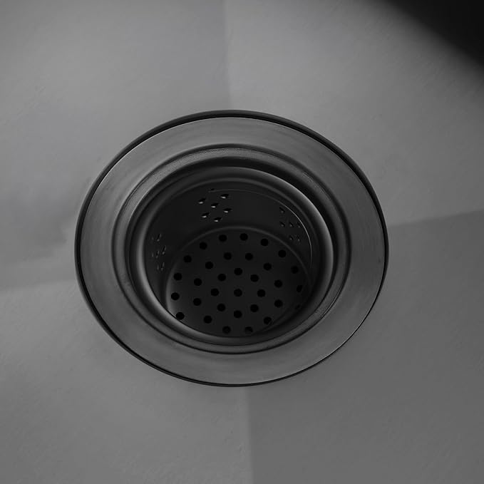 POPFLY SUS 304 Stainless Steel Deep Sink Strainer Basket – Fits Standard 3-1/2" Kitchen Drains, 2.5" Replacement Option – Removable Drain Basket with Handle for Easy Food Debris Cleaning, Black