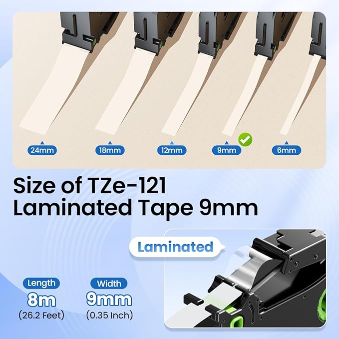 Labelife 9mm Label Tape Clear TZe-121 Compatible with Brother P Touch Label TZe TZ Tape 9mm 0.35 Laminated Clear 3/8 Inch for Brother Ptouch PT D210 PTD220 PT-D200 PT-H110 PTD400, 4-Pack