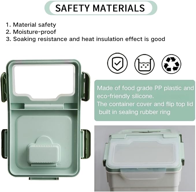 Large Flour Storage Container Bin 25lb, 4 Pack Airtight Rice Storage Containers with Wheels Seal Locking Lid, BPA Free, with Measuring Cup |Scoop, for Beans, Sugar, Grain, Dry Food - Green