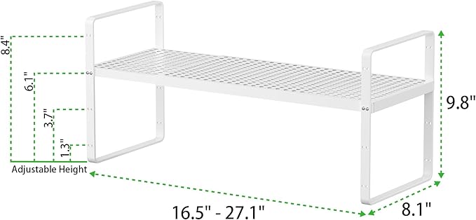 SOFRON Expandable Cabinet Storage Shelf Stackable Organizer Rack for Kitchen Bathroom Pantry Spice Cupboard Coffee Countertop Home Office Desk Heavy Duty Nonslip White Small 3 Packs