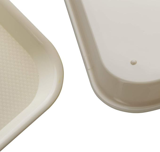 Eslite Rectangular Plastic Serving Trays,Fast Food Serving Cafeteria Trays,17"X13",Set of 6(Beige)