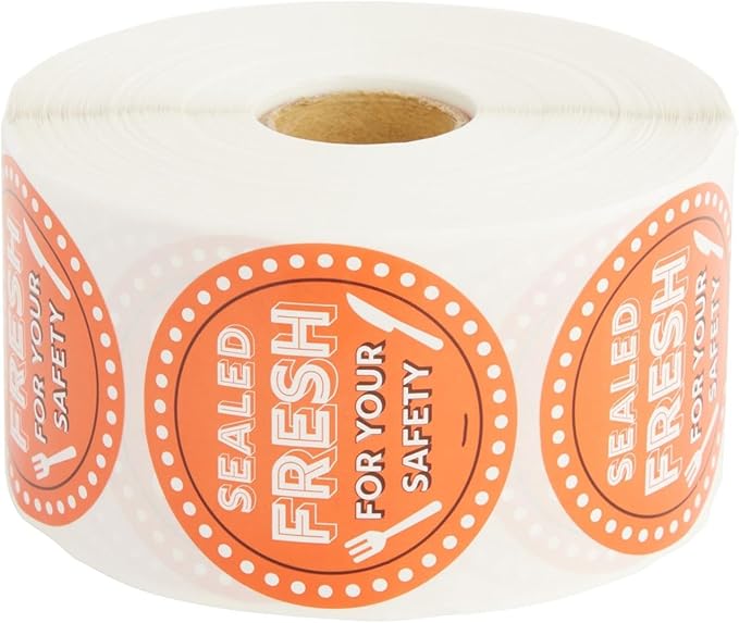 Stockroom Plus Tamper Proof Stickers - Fresh-Seal Food Stickers - Plastic Bakery Container Labels - Tamper-Evident Laminated Labels - 2 in Round, Red, Pack of 1000